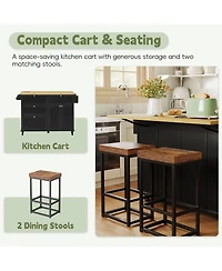 Streamdale Furniture Farmhouse Kitchen Island with Drop Leaf, Storage