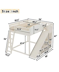 Streamdale Furniture Queen Size Loft Bed with Storage, Ladder, and Slide