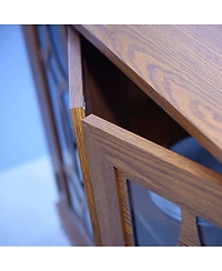 Streamdale Furniture Sideboard with 3 Glass Doors, Adjustable Shelf, Dark Oak Laminate