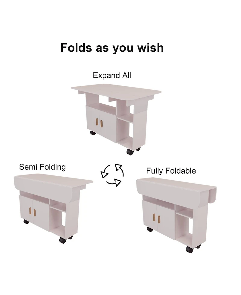 Streamdale Furniture Modern Movable Folding Dining Table for Small Spaces