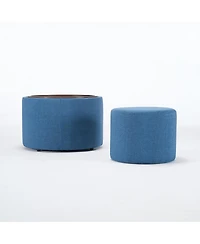 Streamdale Furniture Ball & Cast Nesting Storage Ottomans (2), Linen Upholstered