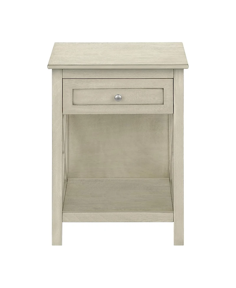 Streamdale Furniture Antique White Key West End Table, Washed 19" x 15.75" x 25