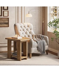 Tribesigns 2-Tier Side Table Set of 2, Farmhouse End Table with Storage Shelves, Small Nightstand Wooden Beside Table Bed Side Table