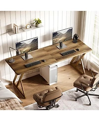 Tribesigns 78.7" Long 2 Person Desk, Double Office Desk with Metal Frame, Large Work Table for Home Office, Writing & Gaming