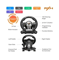 Pxn V3 Pro 180 Usb Black Racing Wheel With Pedals.