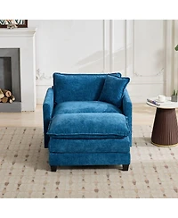 Streamdale Furniture Streamdale Cloud Sofa Ottoman, Modern Sectional Couch for Living Room, Blue Chenille Fabric