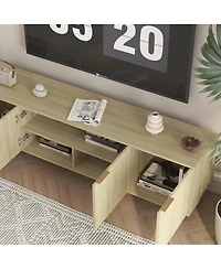 Streamdale Furniture Streamdale Wood Modern Tv Stand Fluted 68", Entertainment Center with Storage Doors, Media Cabinet