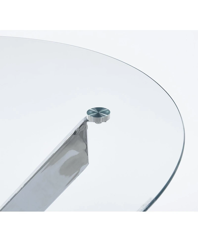 Streamdale Furniture 1+4,5pcs Dining Set, Metal Leg Table, Mid-century Glass Top Table