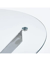 Streamdale Furniture 1+4,5pcs Dining Set, Metal Leg Table, Mid-century Glass Top Table