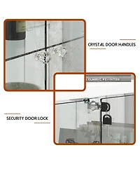 Streamdale Furniture Modern Glass Display Cabinet with Drawer & Led Lights, Black