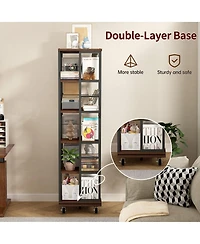 Streamdale Furniture 5 Tiers Rotating Bookshelf, 360 Display Wood Spinning Bookshelves