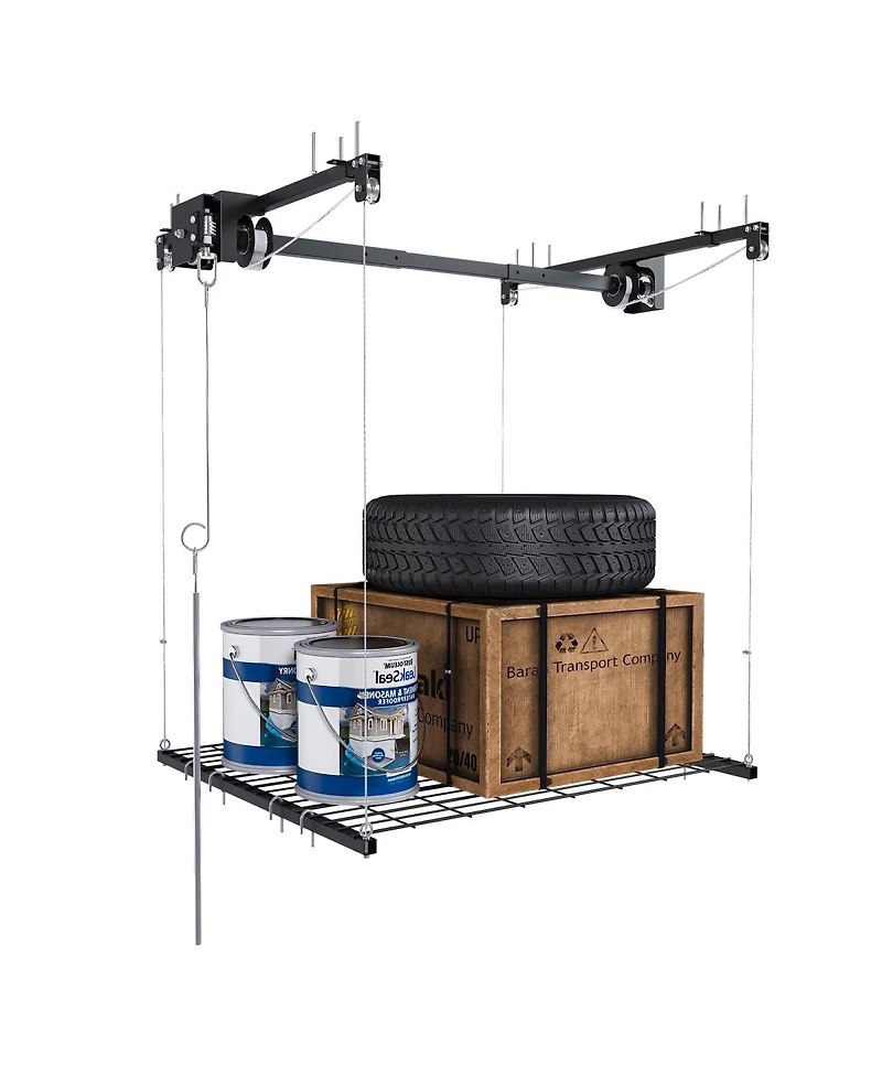 Streamdale Furniture Overhead Garage Storage Rack 4x4 Ft, 250LBS Capacity, All-Steel, Safety Lock