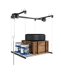 Streamdale Furniture Overhead Garage Storage Rack 4x4 Ft, 250LBS Capacity, All-Steel, Safety Lock