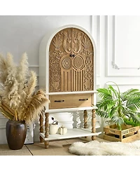 Streamdale Furniture 31.50" Arched Flower Carved Door Accent Sideboard Cabinet with Drawer & Shelf