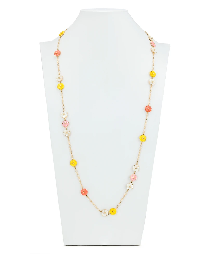 Patricia Nash Gold-Tone Raffia Collection Flower Station Necklace