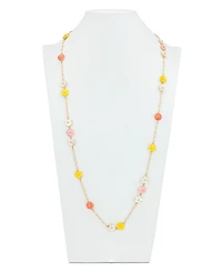 Patricia Nash Gold-Tone Raffia Collection Flower Station Necklace