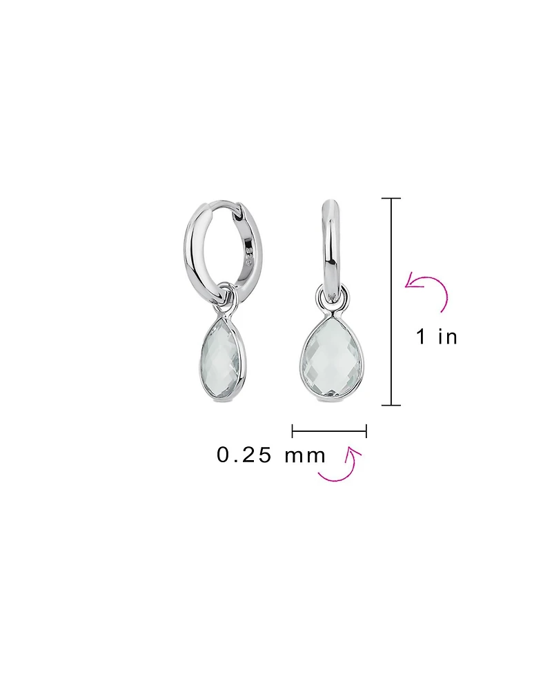 Bling Jewelry Classic 2 Ctw Natural Blue Aquamarine Teardrop Huggie Drop Earrings .925 Sterling Silver