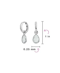 Bling Jewelry Classic 2 Ctw Natural Blue Aquamarine Teardrop Huggie Drop Earrings .925 Sterling Silver