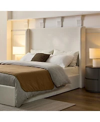 Streamdale Furniture Carmen Upholstered Wingback Bed - Queen, Textured Canvas Chenille