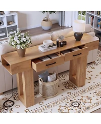 Streamdale Furniture 63-Inch Natural Console Table for Entryway, Hallway, Living Room