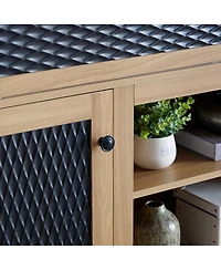 Streamdale Furniture Streamdale Embossed Pattern Tv Stand, Media Console w/ Storage, Sliding Door, 58.27"W