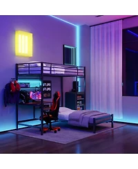 Streamdale Furniture Bunk Bed Twin Over Twin with Desk, Storage, Lighting