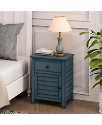 Streamdale Furniture Antique Blue Transitional Nightstand with Storage Drawer, 25" H