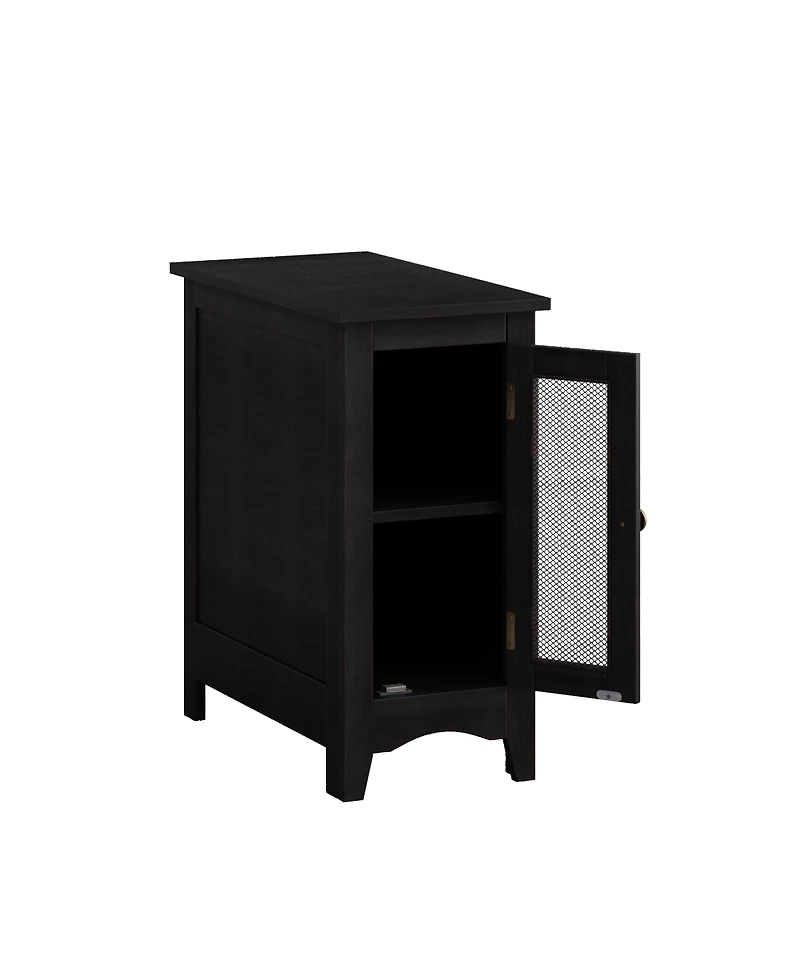 Streamdale Furniture Rectangle Narrow Accent Side Table, Black Veneer, 11.75" W x 21.75" L x 24.25" H