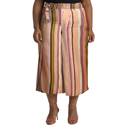 Poetic Justice Women's Cotton French Terry Straight-Leg Pull-On Side-Stripe Pants