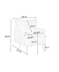 Streamdale Furniture Streamdale Yellow Corduroy Accent Chair - Modern & Comfortable