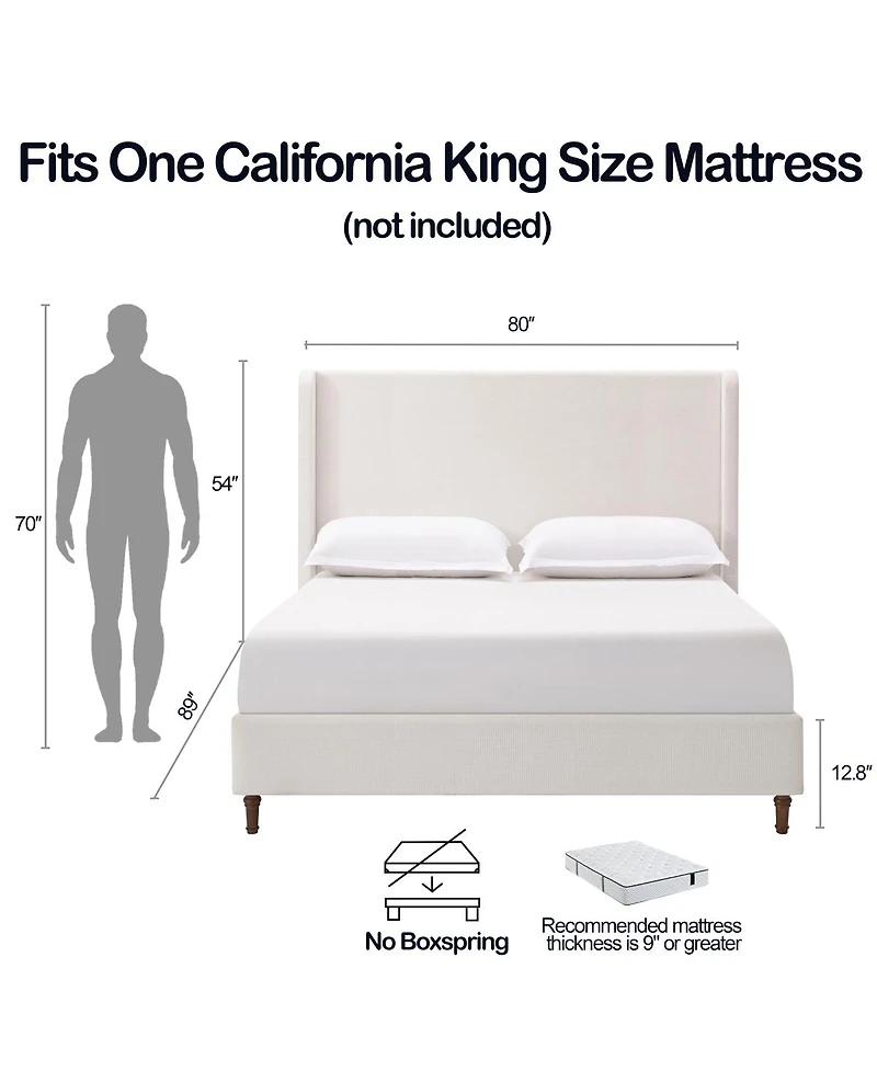 Streamdale Furniture Harper Tall Upholstered Headboard Bed - California King