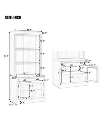 Streamdale Furniture Led Lighting 2-Piece Bookcase Suite with Glass Doors & Drawers