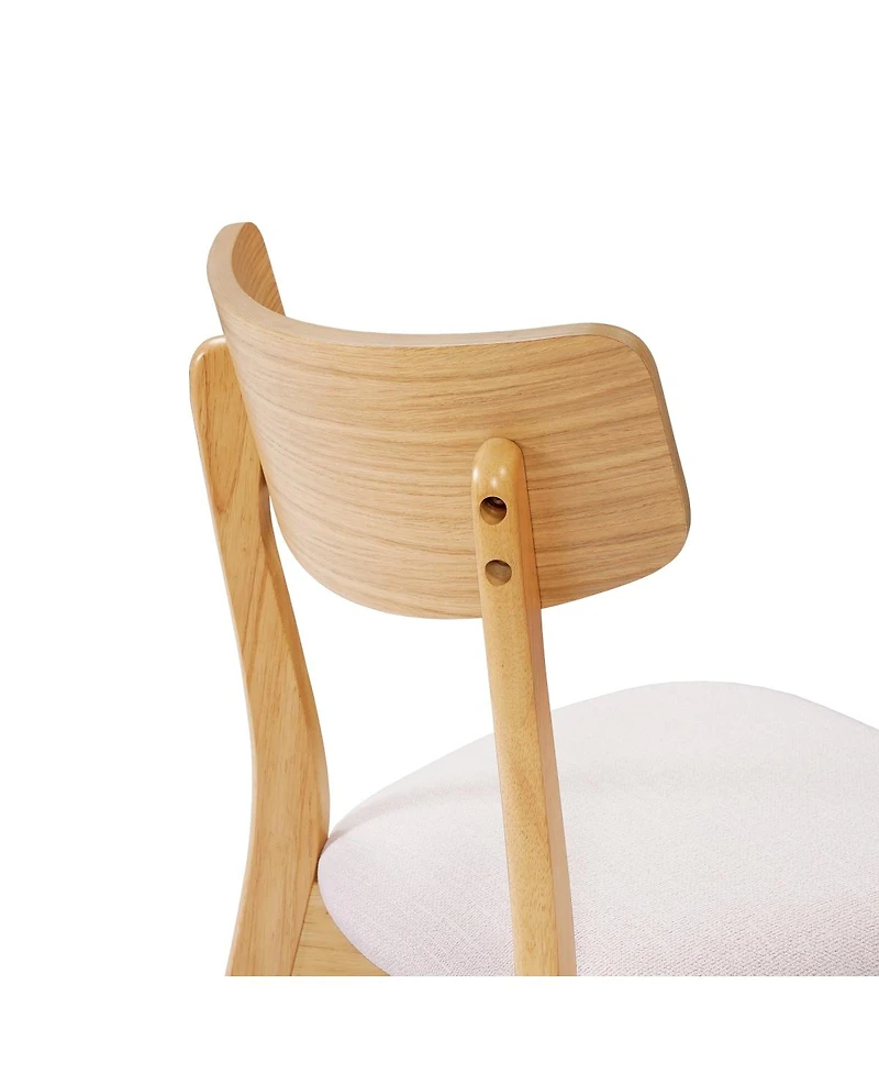 Streamdale Furniture Mid-Century Walnut Upholstered Dining Chairs, Set of 4, Light Beige+Natural