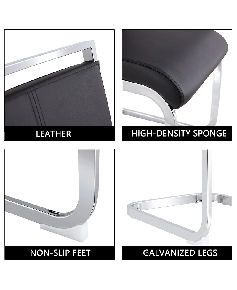 Streamdale Furniture Modern Dining Chairs (Set of 4) - Black Pu Leather