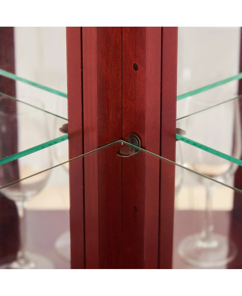 Streamdale Furniture Lighted Corner Curio Cabinet - Glass Display Shelf, Tempered Glass Doors, Adjustable Shelving