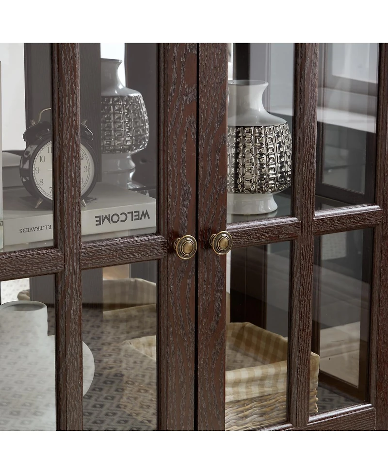 Streamdale Furniture Led Curio Display Cabinet with Adjustable Shelves & Lattice Doors