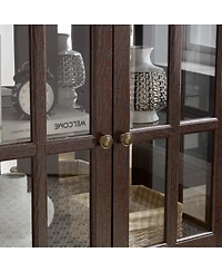 Streamdale Furniture Led Curio Display Cabinet with Adjustable Shelves & Lattice Doors