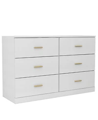 Streamdale Furniture Modern 6-Drawer Dresser - Wide Chest of Drawers for Bedroom