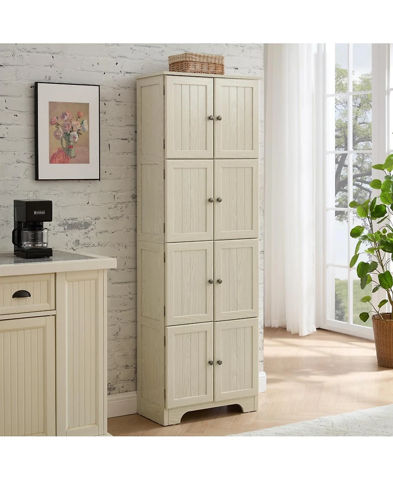 Streamdale Furniture Storage Cabinet with 8 Doors and 4 Shelves, Freestanding Storage Cabinet, Whi
