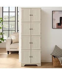 Streamdale Furniture Storage Cabinet with 8 Doors and 4 Shelves, Freestanding Storage Cabinet, Whi