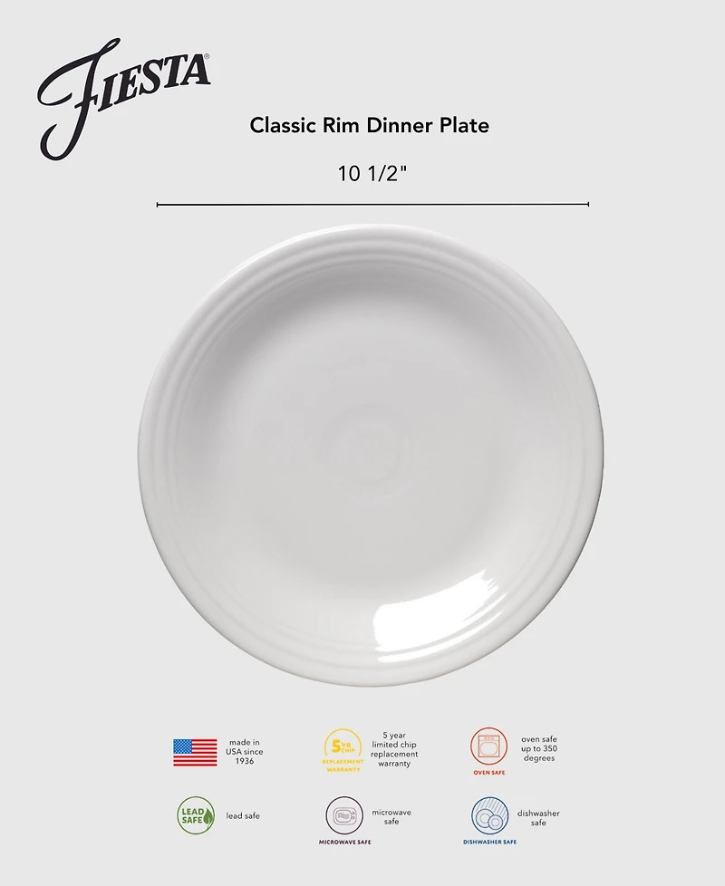 Fiesta Linen Classic Rim Dinner Plate, Set of 4