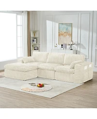 Streamdale Furniture Streamdale Luxury Ribbed Chenille Upholstered Modular Sectional Sofa with Ottoman