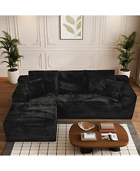 Streamdale Furniture Modular Rabbit Hair Cloud Sofa - L-Shaped, Recliner, Minimalist Sleeper
