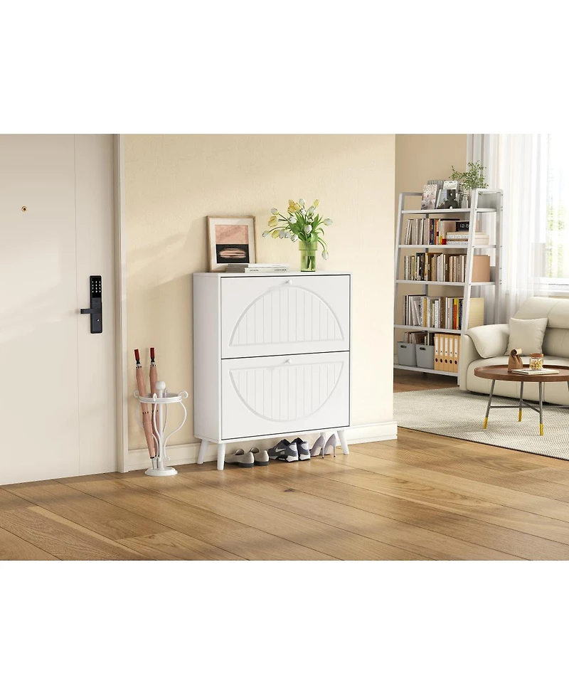 Streamdale Furniture Space-Saving Tipping Bucket Storage Cabinet with Carved Details