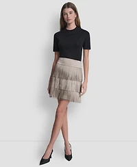 Dkny Women's Studded Fringe Mini Skirt
