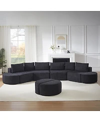 Streamdale Furniture Modular Chenille Sofa Set with 6 Pillows, 4 Footstools