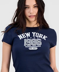 Rebellious One Juniors' New York 1986 Ribbed Graphic T-Shirt