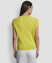 Dkny Women's Ribbed Short-Sleeve Sweater