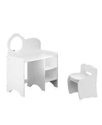 Streamdale Furniture Kids Vanity Table with Mirror, Chair & Storage