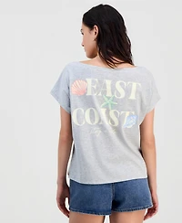 Self Esteem Juniors' East Coast Shell Graphic Cotton Boat Neck T-Shirt